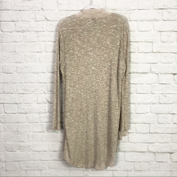 Vixbe Beige Open Front Waterfall Ribbed Knit Cardi - Picture 3 of 5